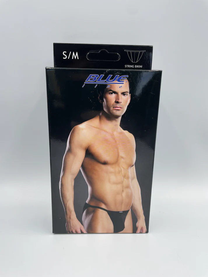 Blue Line Mens String Bikini S/M Black