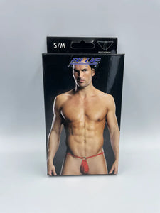 Blue Line Mens Pouch Bikini w/metal rings S/M Red
