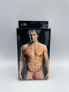 Blue Line Mens Pouch Bikini w/metal rings L/XL Red